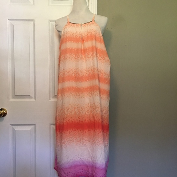 Luxology Peach & Purple Ombre Maxi Halter Style Dress Sz 20W - Picture 1 of 10